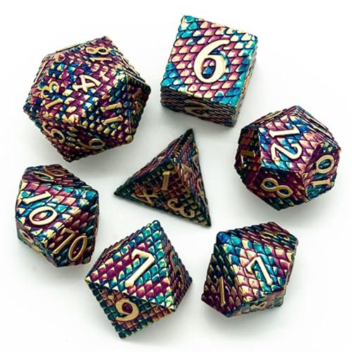 Chromic Dragon Scale Dnd Metal Dice Set For Dungeons And Dragons Gifts, D&D, D And D, Pathfinder, Accessories, D20, Polyhedral, Resin Dice, Metal, Dice Tray, Tower, Bag, Box #TOP3
