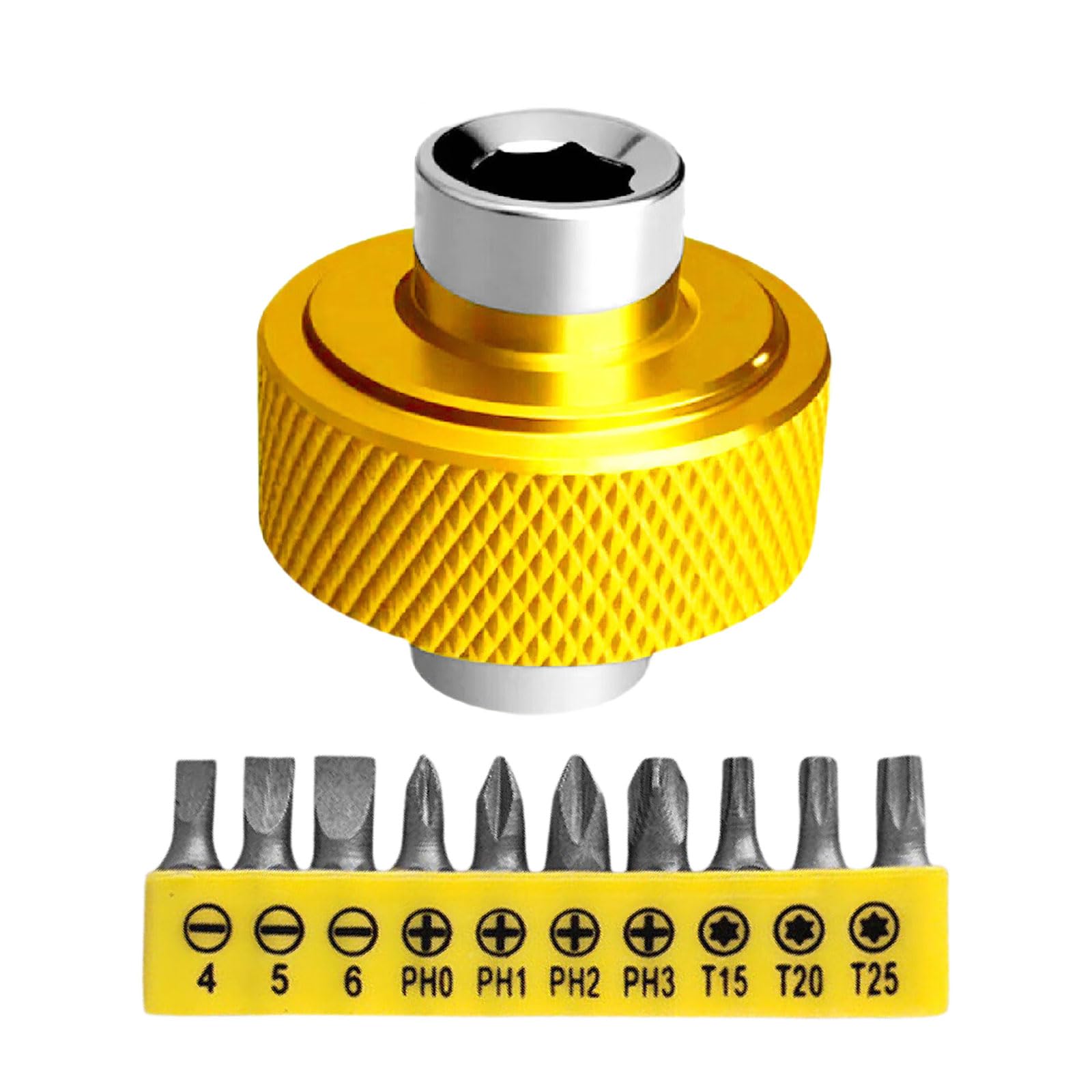 Tsophreniq Yellow Professional Miniature Carbon Steel Ratcheting Wrench Spanner Interchangeable Heads Ergonomic Grip For Craftsmen Multiple Size Screwdriver Tool