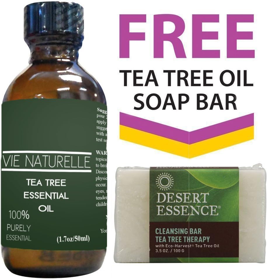 100% Pure Tea Tree Oil + Free Cleansing Bar with Tea Tree Oil