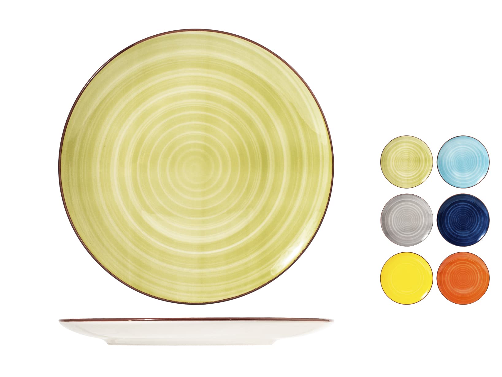 H&H Lot de 12 assiettes plates caribe en stoneware couleurs assorties 26 cm