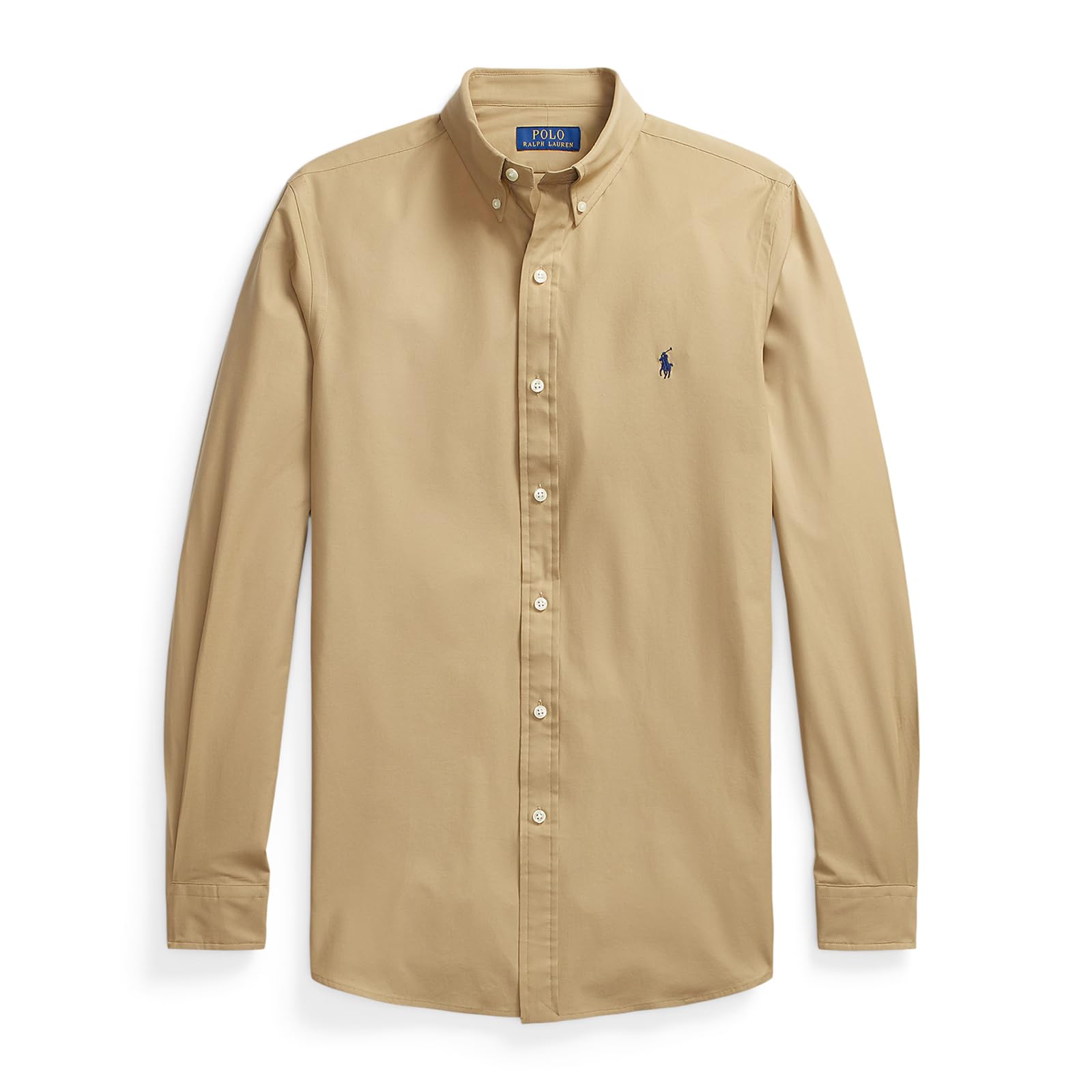 Mens Slim Fit Stretch Poplin Shirt (Slim Fit - Coastal Beige, Large)
