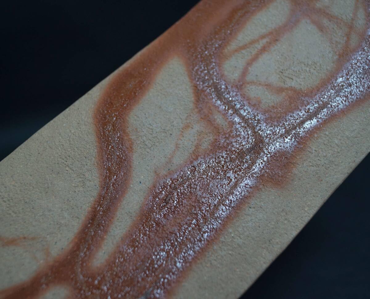 Amazon.co.jp: 閑備前焼 小西陶古造 雰囲気ある 窯変板目長皿 懐石料理