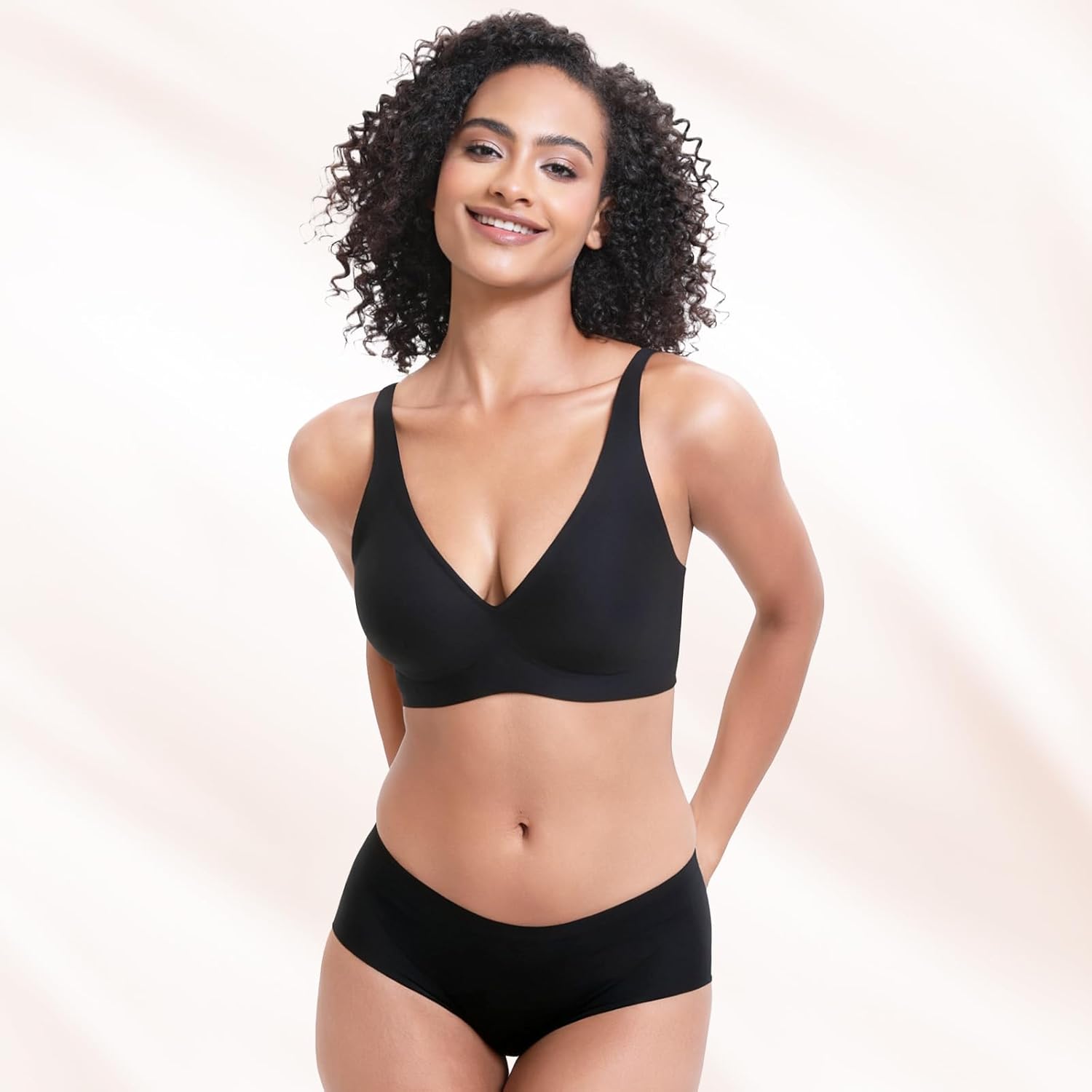 Jelly Wireless Bra for Women, Push Up Seamless T-Shirt Bras, Comfortable Plunge No Underwire Bra with Adjustable Straps - Image 5