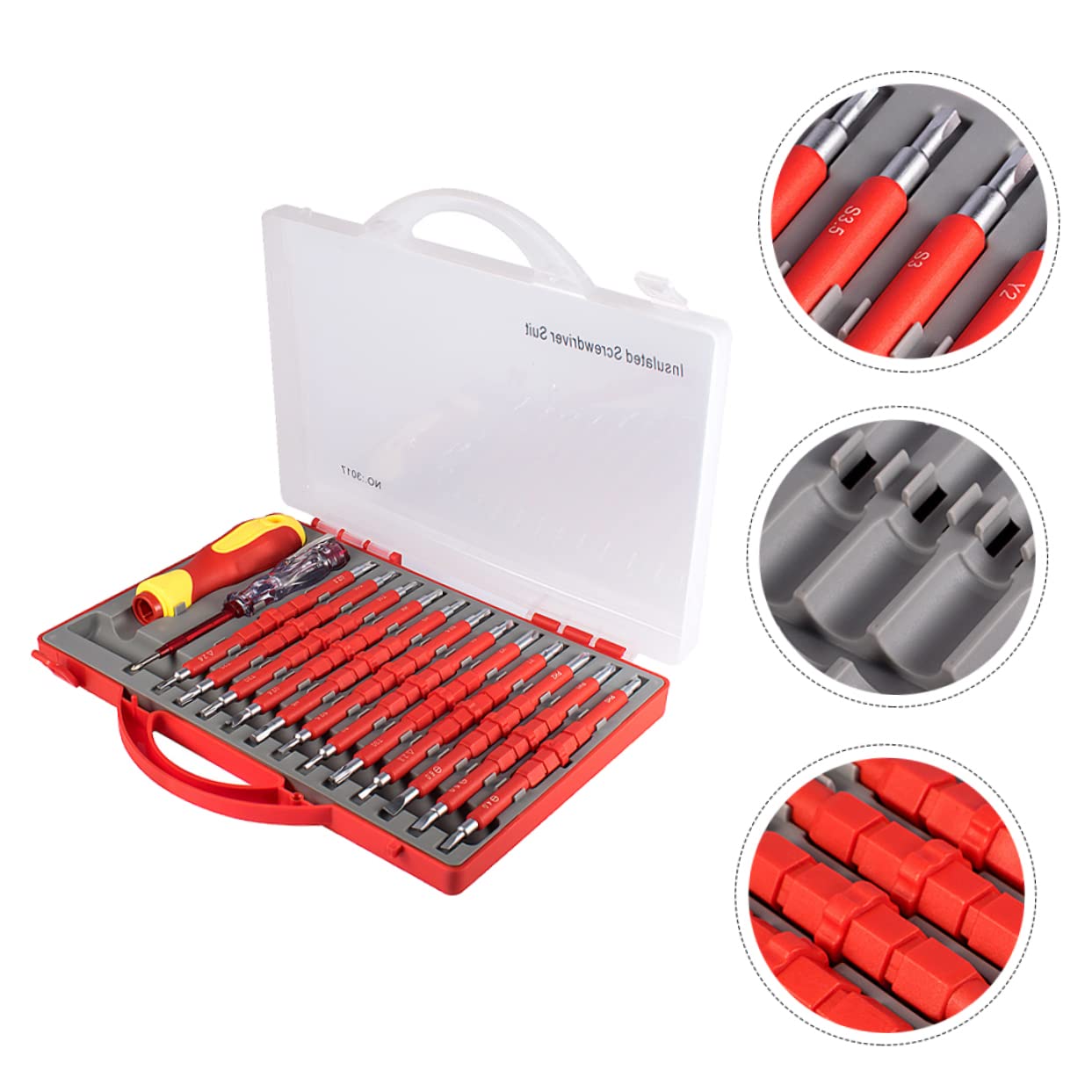 DOITOOL Juego de Destornilladores sin Mango Ergonómico para Electricistas - Kit de Herramientas de Mantenimiento Aisladas 26 en 1 de Acero al Vanadio