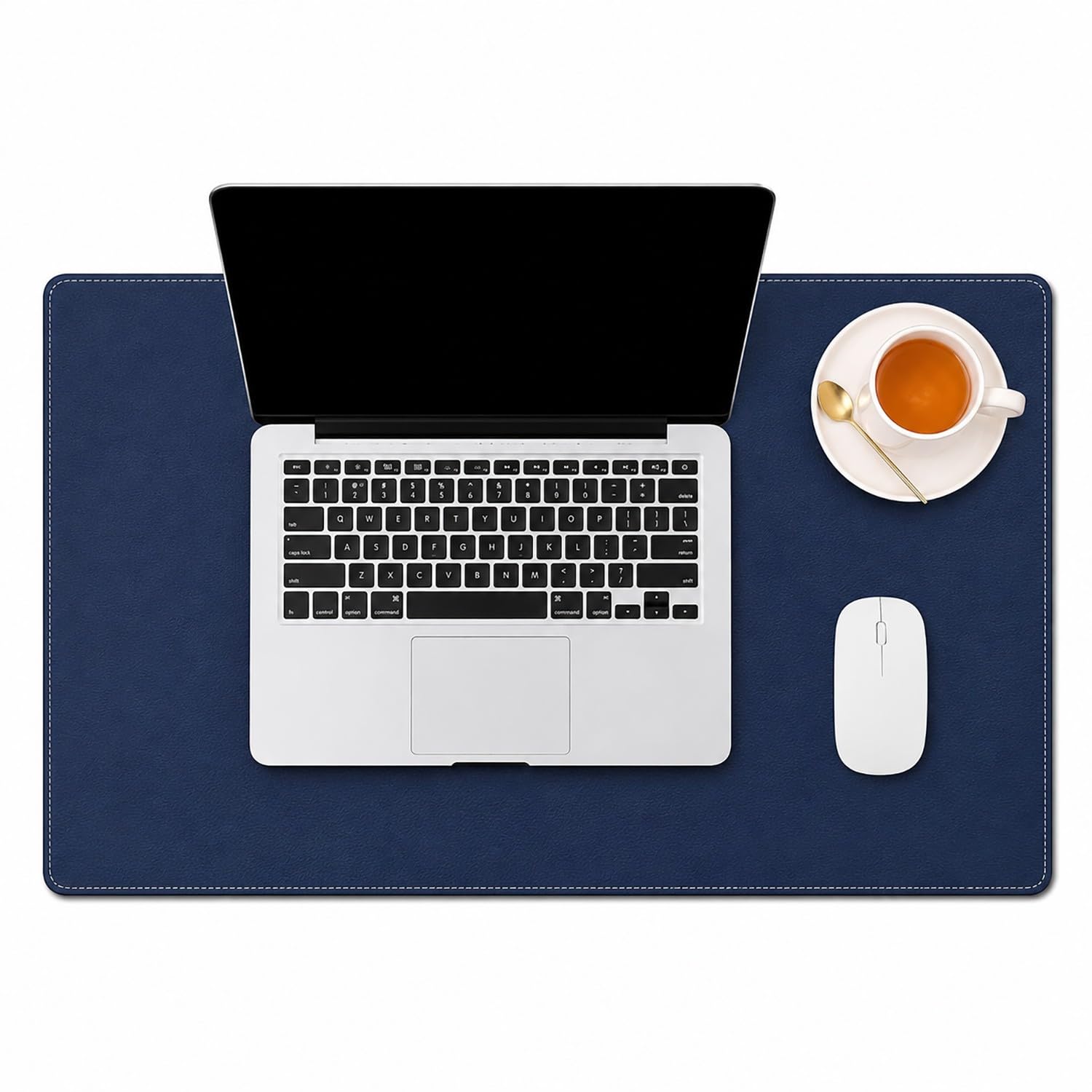 Tappetino da scrivania retrò in vera pelle 100x50cm, Sottomano da scrivania antiscivolo e impermeabile di grandi dimensioni, Tappetino multifunzione per laptop, tastiera e mouse(Blue,80x45cm)
