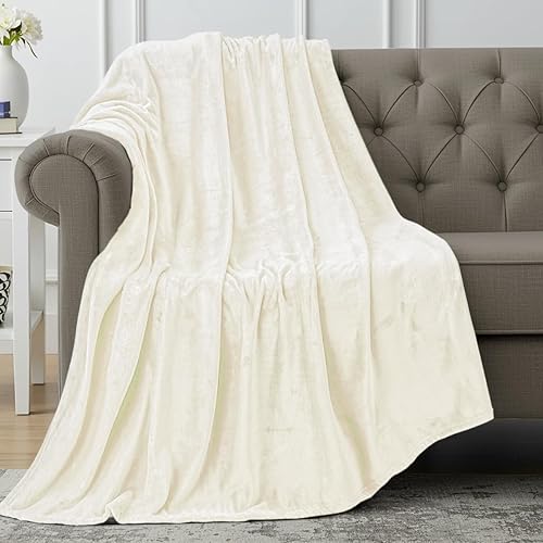 Utopia Bedding Manta de forro polar, color marfil, de 10.58 ozm, de lujo, mullida, suave, antiestática, de microfibra (60 x 50 pulgadas)