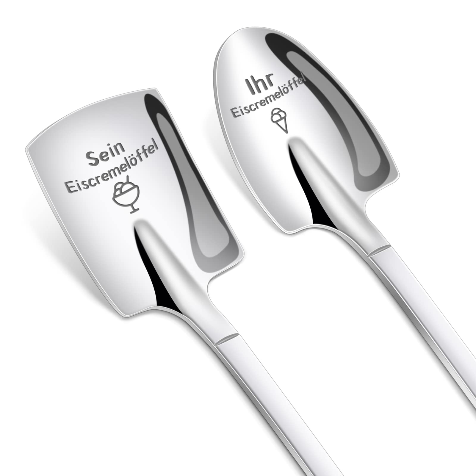 Jahrestag Geschenk für Ihn Sie, Tulolvae 2 Stück Eislöffel mit Gravur - Sein und Ihr Eiscremelöffel - Valentinstag Geburtstag Weihnachten Hochzeitstag Geschenk für Ihn Sie Paare Partner