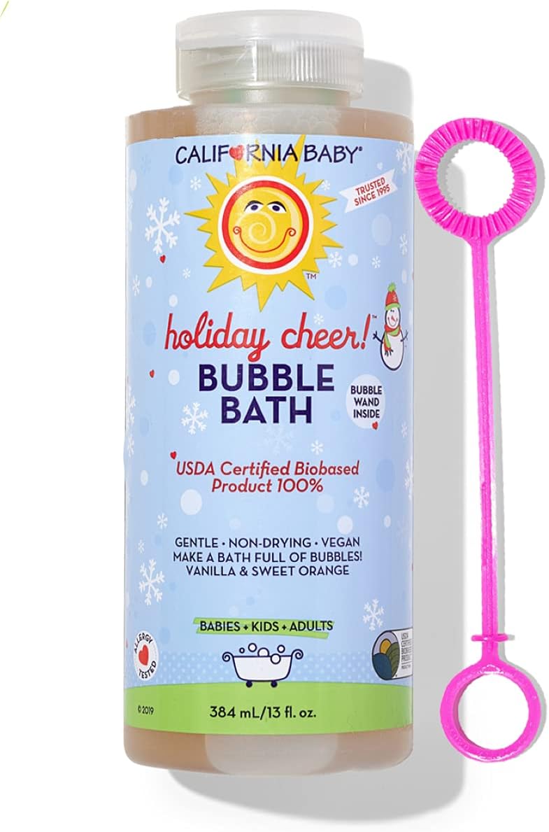 California Baby Holiday Bubble Bath. No Tear, Pure Essential Oils for Bathing. Hot Tubs, or Spa Use Friendly. Moisturizing Organic Aloe Vera and Calendula Extract (13 Ounces) : Baby