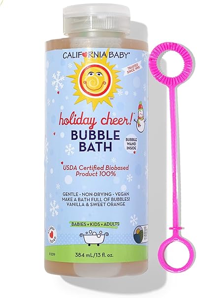 Amazon Com California Baby Holiday Bubble Bath No Tear Pure Essential Oils For Bathing Hot Tubs Or Spa Use Friendly Moisturizing Organic Aloe Vera And Calendula Extract 13 Ounces Health Personal Care