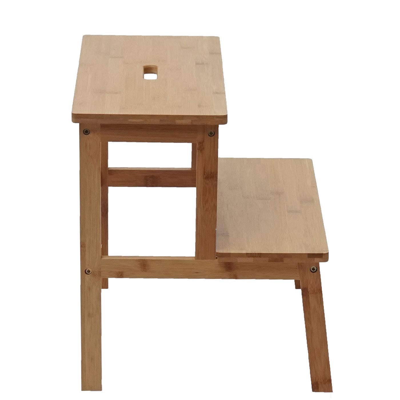 Sgabello scaletta HWC-B87 legno bambu 43x47x38cm