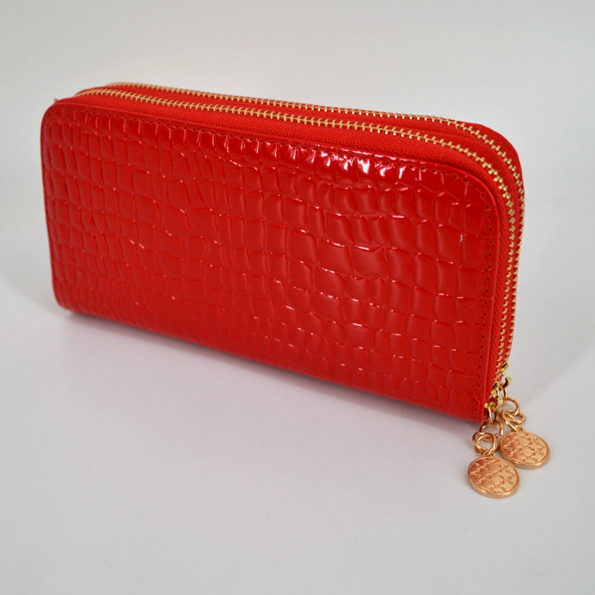 Aisi Cartera de piel de charol para mujer, organizador de tarjetas para teléfono, Rojo, Talla única, Cartera de mano