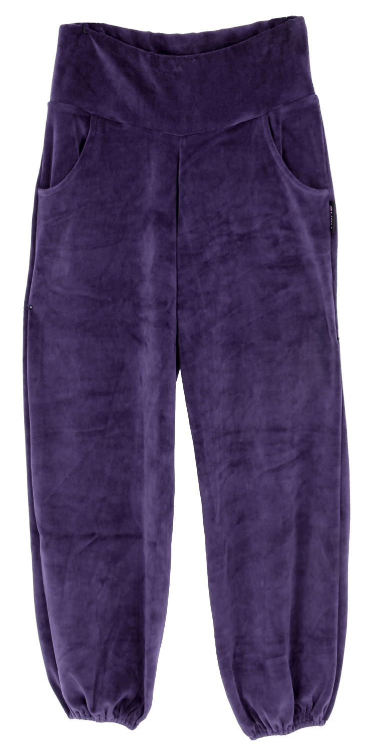 Boho Samt Pluderhose, Wohlfühlhose, Yogahose, Damen, weich, schwarz | Damen, lange Hose, lockere Passform, elastischer Bund, seitliche Taschen, bequem, Sporthose