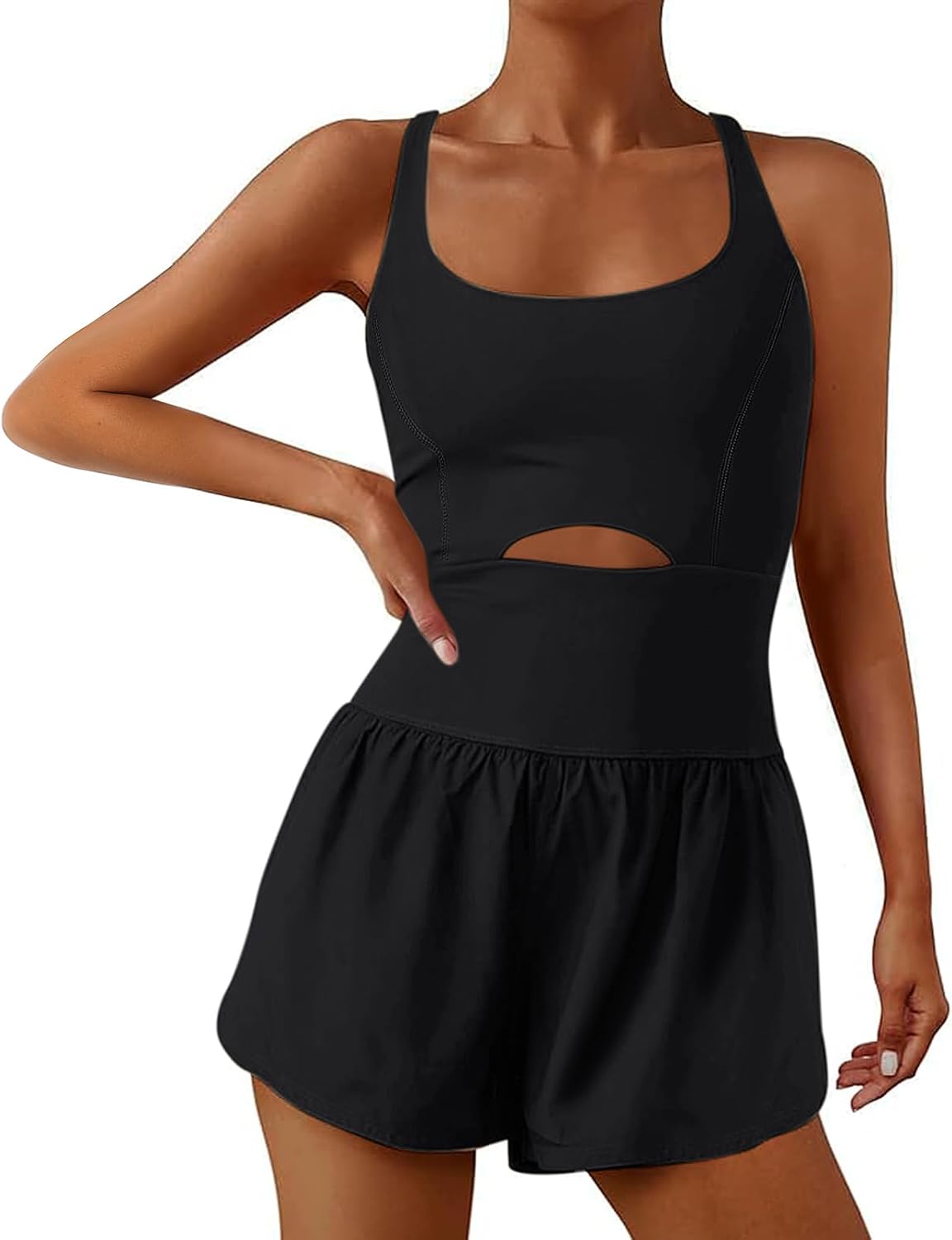 UNIANKIYA Womens Running Onesie Jumpsuits Workout Rompers One Piece Exercise Athletic Outfits Gym Yoga Clothes With Pockets