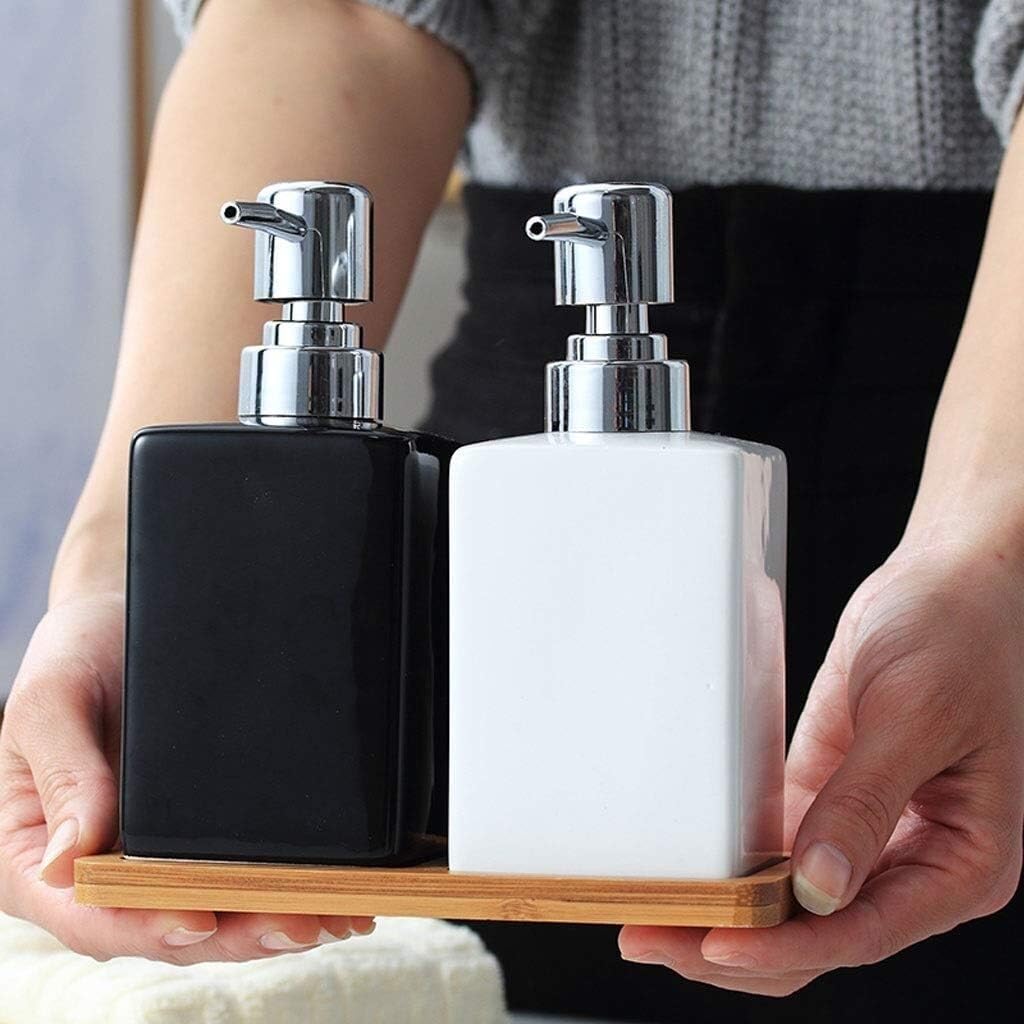 Seifenspenderflasche Seifenpumpe Lotionsflasche Keramik Lotionsflasche Seifenflasche Hotel Shampoospender Pressflasche Lotionspender | Schwarze Porzellanplatte