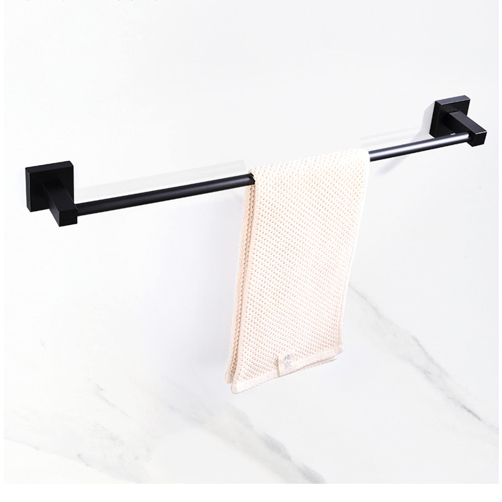 Naścienny wieszak na ręczniki - kwadratowy aluminiowy wieszak na ręczniki do łazienki lub kuchni stylowy czarny wieszak na ręczniki 60 cm/70 cm opcje rozmiaru wyposażenie łazienkowe rozwiązanie do