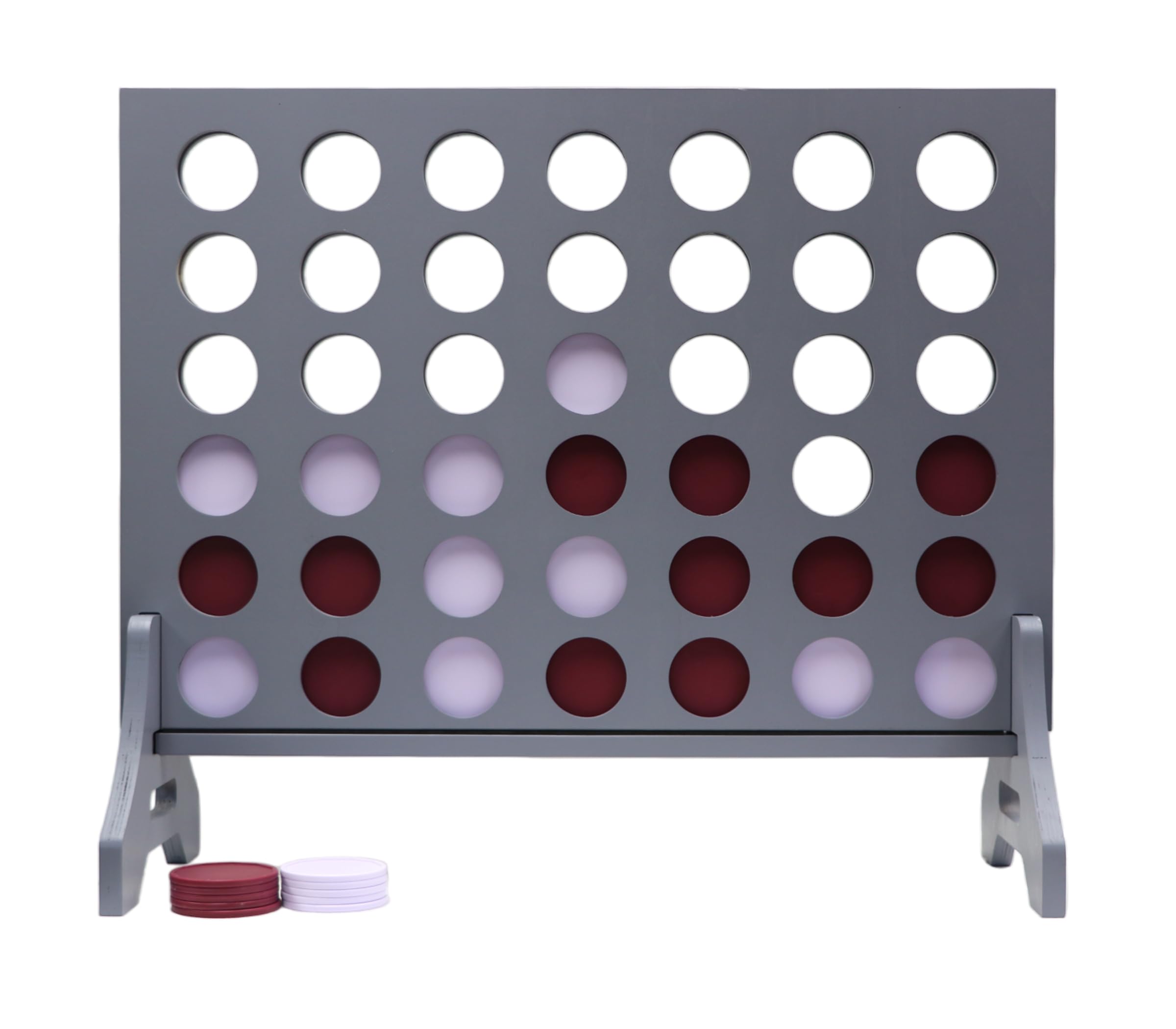 Giant 4 in a Row Game for Family &amp; Adults – Tailgating Pros Jumbo Grey Wooden Four in a Row Indoor &amp; Outdoor Yard Game for Family Party Fun, Portable Activities for Patio, Backyard, and Camping