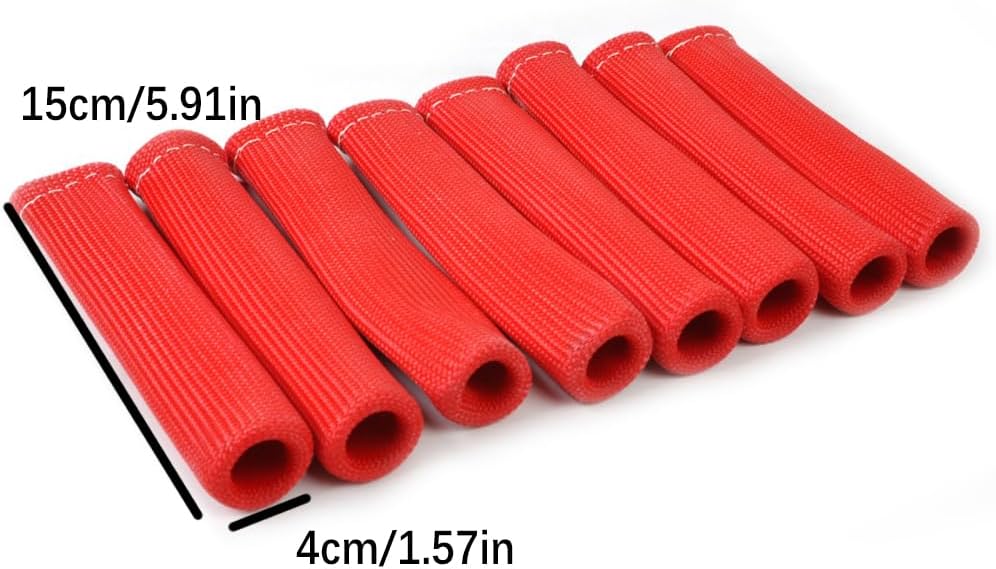 8Pcs Red Spark Plug Wire Sheath Wire Boots Sleeve Heat Shield Cover For SBC BBC/