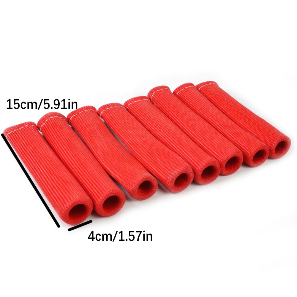 8* Red Spark Plug Wire Sheath Wire Boots Sleeve Heat Shield Cover For SBC BBC s US