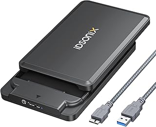 Hard Drive Enclosure, iDsonix 2.5 inch External Hard Drive Enclosure 5Gbps USB 3.0 to SATA III Tool-Free for 7mm/9.5 mm 2.5" SSD HDD with UASP, E25-U3