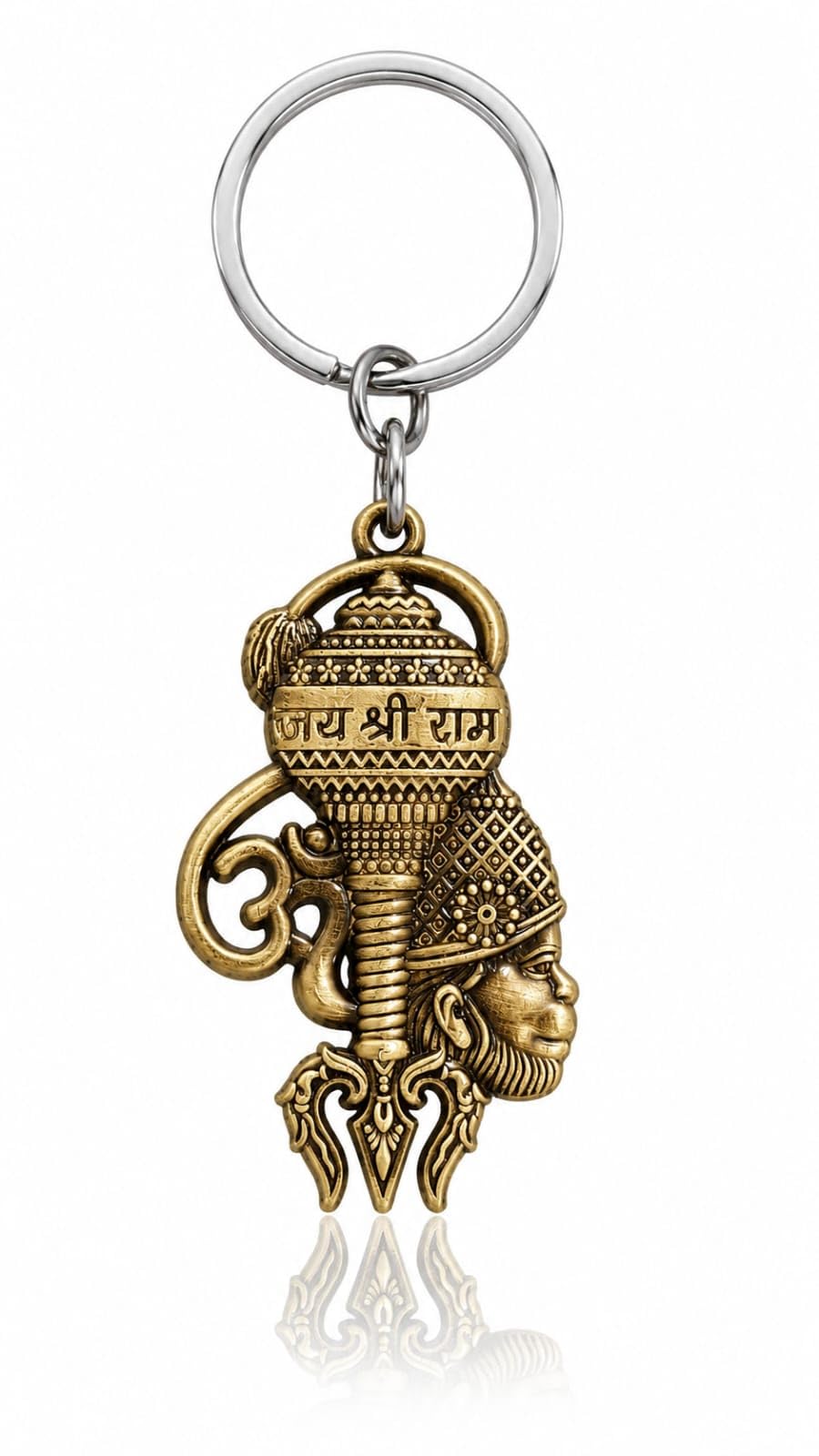 Premium Antique Finish Jai Shri Hanuman Gada Om Thirsul Metal Keychain |The Utimate Protection of Hindu Spiritual Key Ring | Lucky Devotional Key Holder for Bike, Car, Home & Office Keys-picture-34