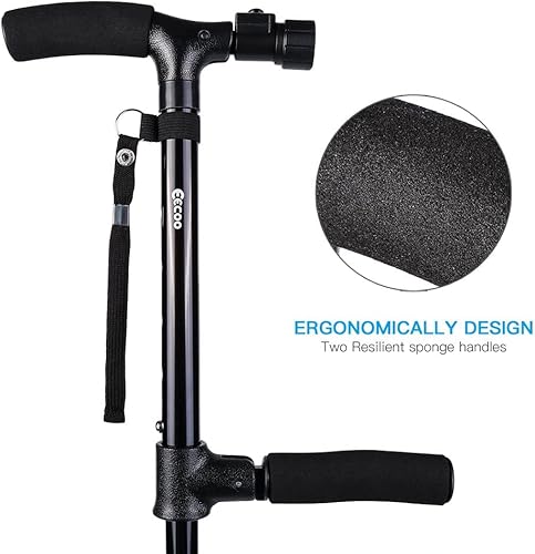 Miniatura 7 de Bastón plegable mango de bastón con luz LED y cojín ligero plegable y ajustable para hombres y mujeres hiking