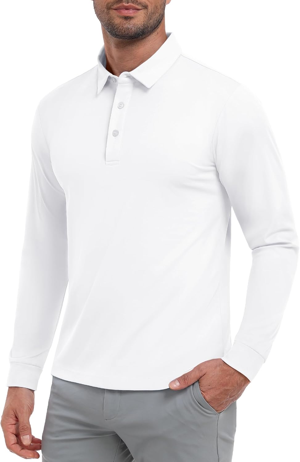 MIER Polo Shirts for Men Long Sleeve Dry Fit Golf Athletic Work Collared Shirt with UV SPF Sun Protection (Inherent UPF 50+)