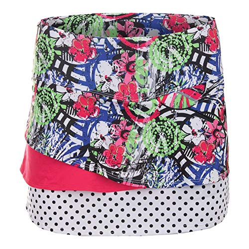 Bollé Women's Mix It Up Multi-layer Print Tennis Skirt With Built In Short, Black, X-Small
