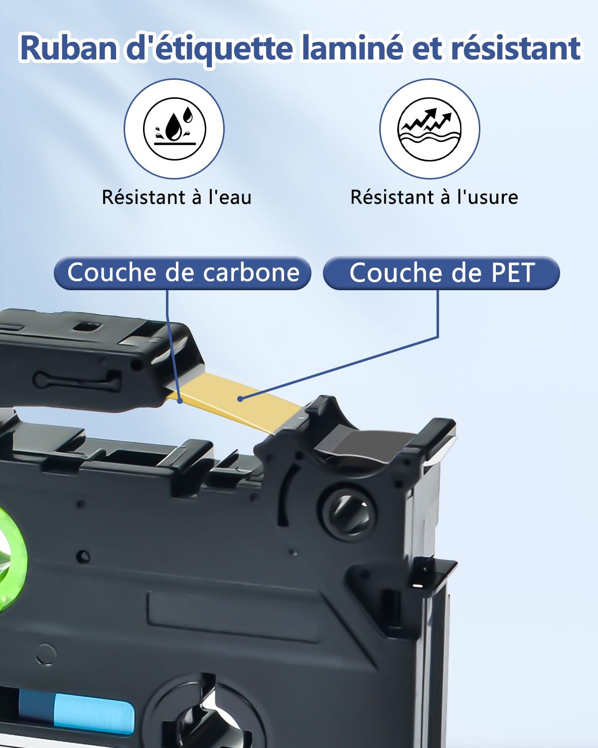Cruxer Lot de 50 Compatible TZE-334 pour P-touch Or sur Noir 12 mm