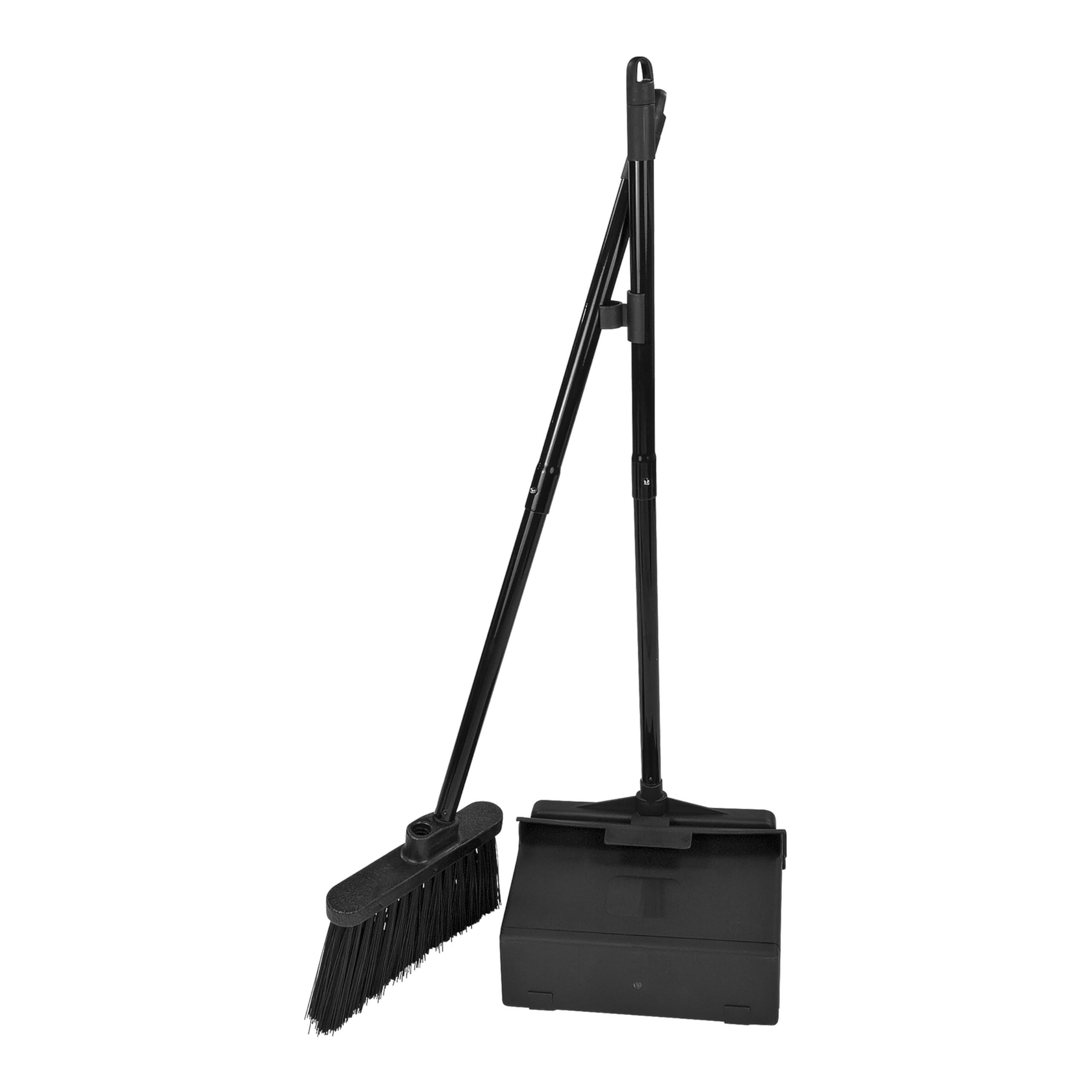 Carlisle FoodService Products Set de Recogedor Vertical Duo-Pan y Escoba, Herramientas de Limpieza Esenciales para Uso Doméstico y Comercial, Mango de 91 cm, 1 Unidad, Negro