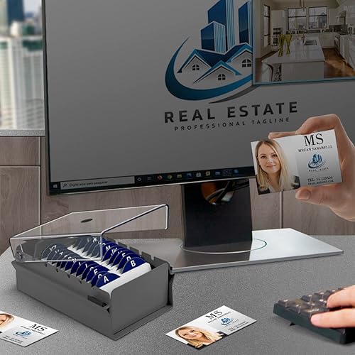 Miniatura 5 de Acrimet Organizador de archivos de tamaño para tarjetas de visita de índice, base de metal resistente (tarjetas de índice AZ y divisor incluidos)