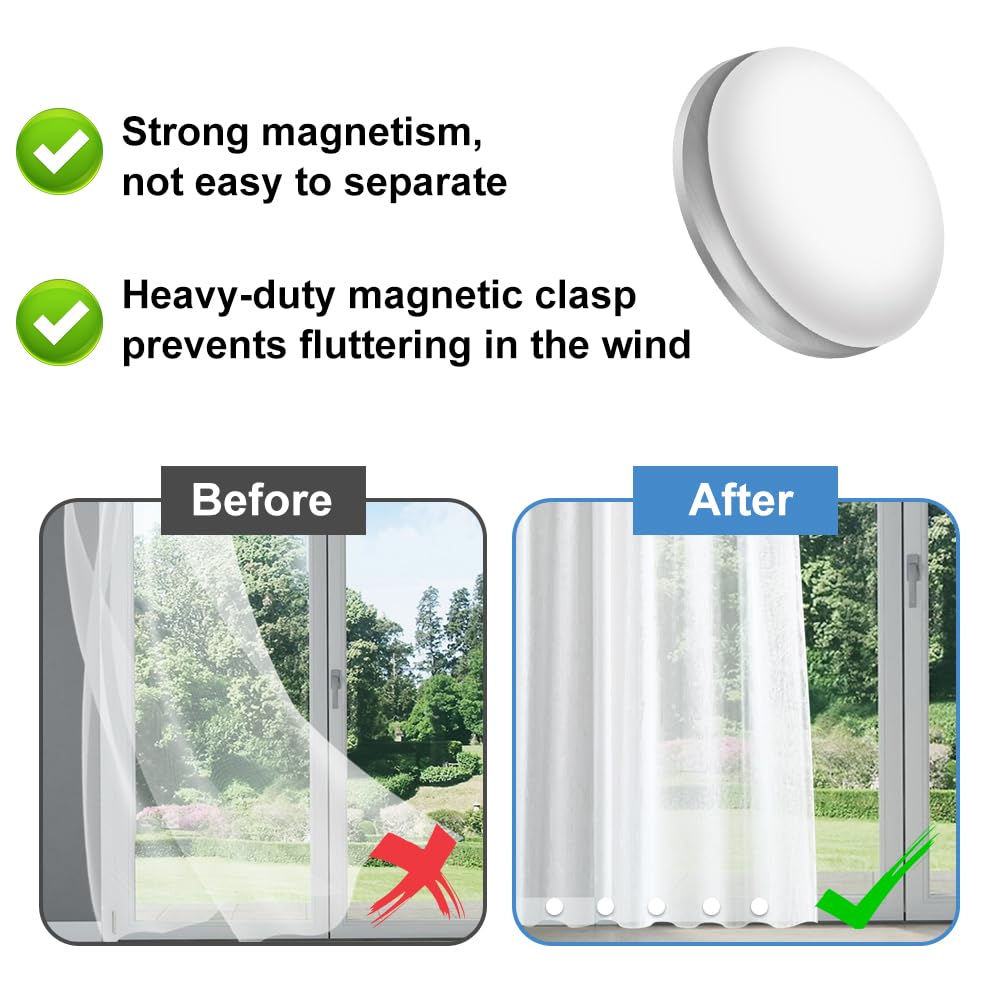 12 pesi magnetici per tende da doccia, per orli, pesi magnetici per tende, senza cuciture, resistenti magneti per tende per frigorifero, drappeggi, tovaglia (bianco