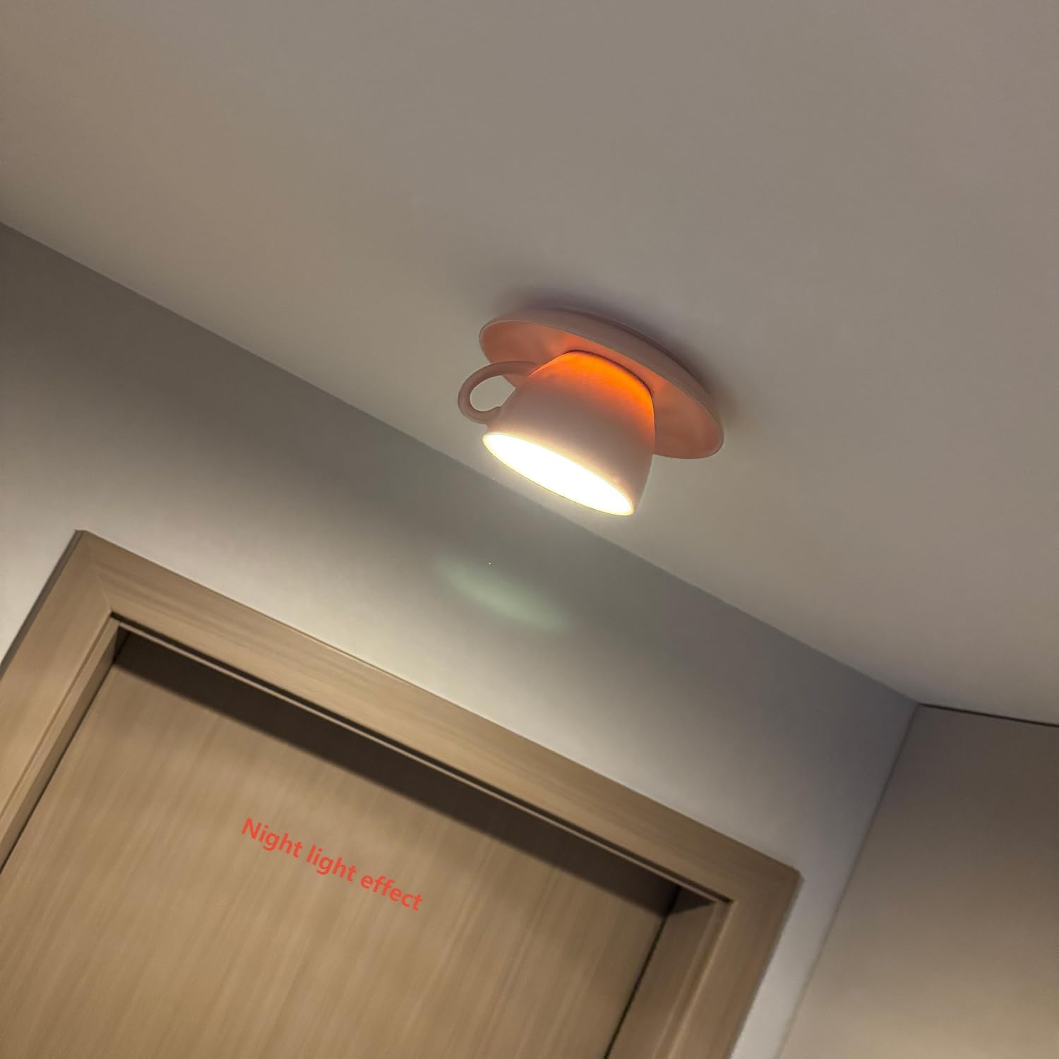 Artistic Coffee Cup Recessed Lighting - Ceramic LED Can Lights with Baffle Trim in Matte Pink, Retrofit-Ready Downlight for Corridor/Stairwell, Commercial Residential Ceiling Fixture