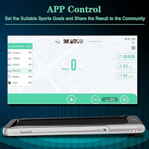 Miniatura 6 de GYMAX Caminadora plegable para debajo del escritorio, 4.75 HP 2 en 1 con control de frecuencia cardíaca, control de aplicación, pantalla táctil LED
