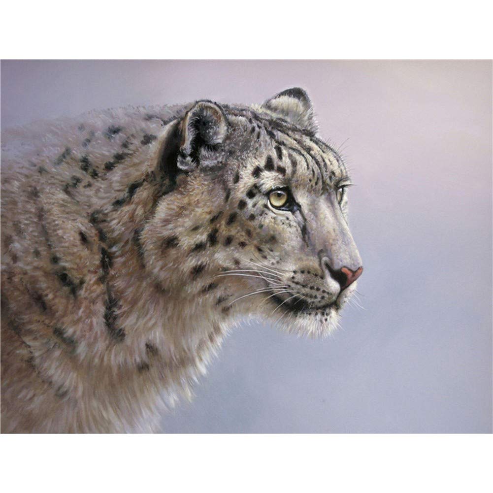 Peinture diamant complet léopard gris 60x80 cm broderie strass carrés