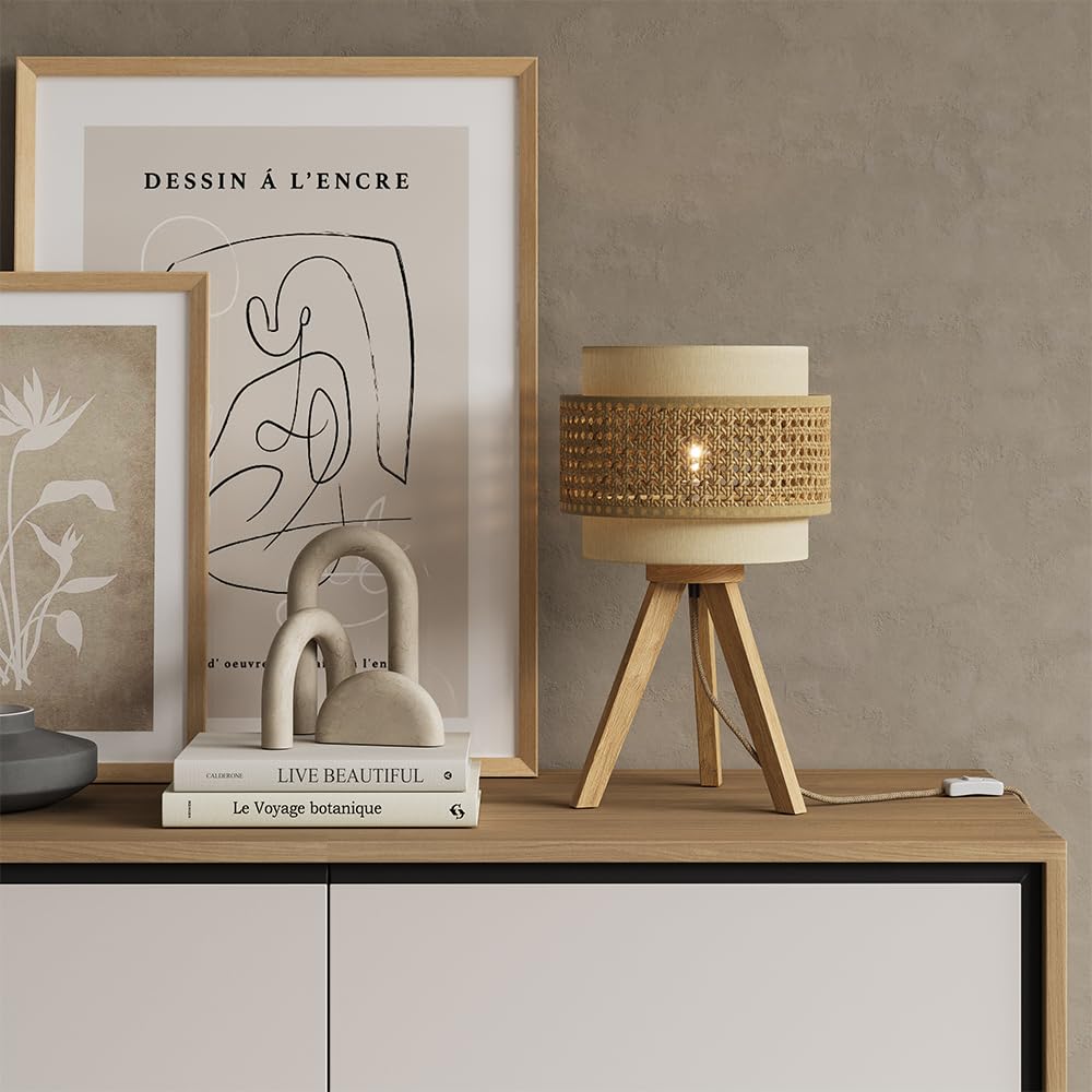 Vicco Tischlampe Morten, Creme, 26 x 45 cm | mit Standfuß, geeignet für E27 Leuchtmittel, einfache Deckenmontage