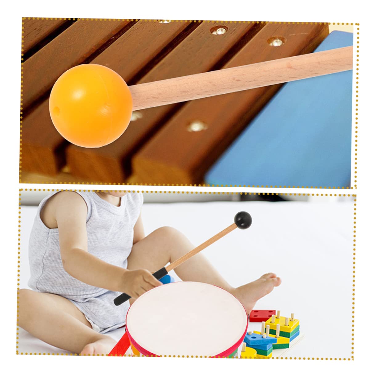 Abaodam 4 Juegos De Mazos Para Instrumentos Musicales Baquetas Para Estudiantes Mazos De Percusión Mazos De Marimba Listos Para El Escenario 2 Pares X 4