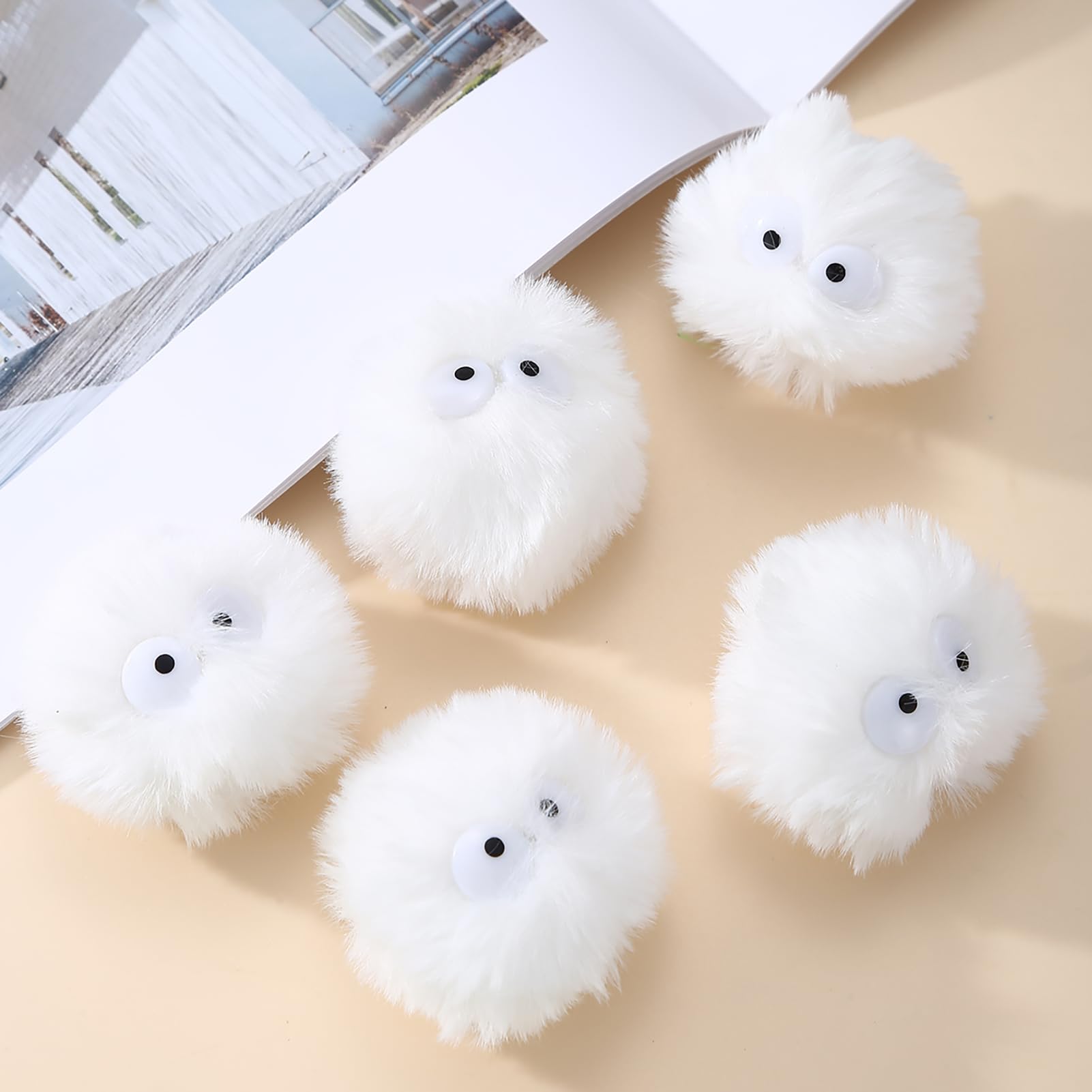 Lot De 30 Pompons Noirs En Acrylique De 6,6 Cm Avec 100 Yeux Mobiles Mobiles Et 20 Rubans Colorés En Feutre Adhésif Pour Bricolage, Noël, Halloween