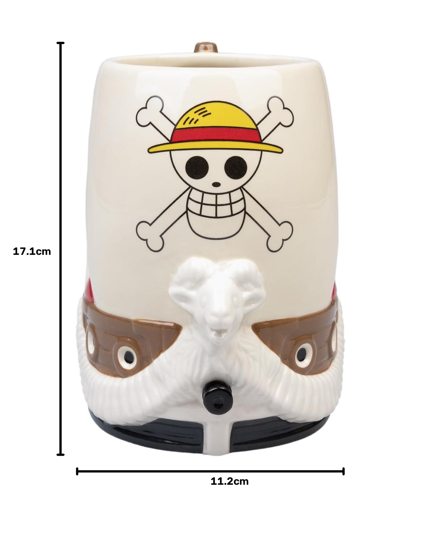 Grupo Erik - Chope à Bière One Piece, Merry, 750ml | Cadeau One Piece, Tasse Manga, Cadeau Geek, Noir