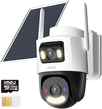 Imou 10MP(5MP+5MP) 8W Solar Panel Camera with Dual Lens, 4G External Wi-Fi Camera with SIM Card, AOV 24/7 Recording, Human/Vehicle Detection, 10000mAh Battery, Micro SD 128GB, IP65