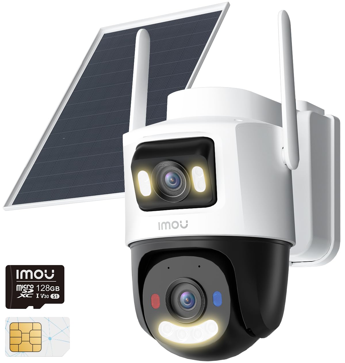 Imou 3K+3K Outdoor Surveillance Camera Solar Dual Lens Wireless, 4G LTE/WiFi Dual Connection, 24/7 AOV Recording, 10000mAh Battery, Human Detection, Includes Sim and SD Card, Dual AOV