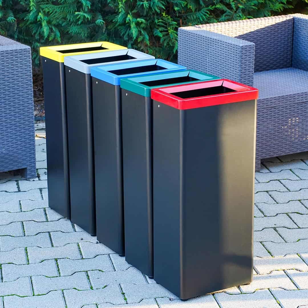 Danieli - Cestino per Raccolta Differenziata in Acciaio Nero Opaco. Pattumiera Modulare per Interni Raccogli Rifiuti. Coperchio in Acciaio Colorato Rimovibile. 42 L. (Blu)