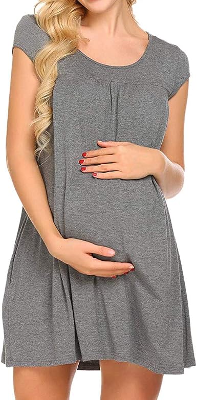 de Manga Corta de Maternidad para Mujeres Ropa de Dormir Embarazo Bolsillos  de enfermería Camisones de enfermería Vestidos Bandage Mujer Maternidad  gestación Vestido Ropa Atuendo Vestir: Amazon.es: Ropa