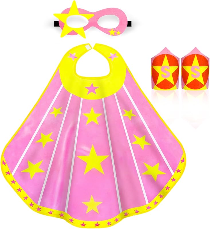 Superhero-Capes for Kids Super Hero Costume as Girls-Boys Dress-Up | Star Kids Super Hero Capes Masks Bracelets for Toddlers - Pretend Play Toys & Birthday Gifts for Halloween, School Spirit Day