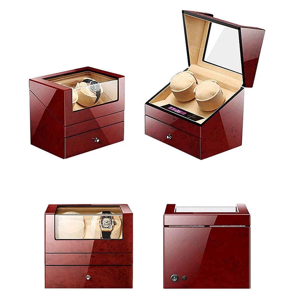 caricaorologi per 2 + 3 contenitori per Orologi caricaorologi Automatico con cassetto, Motore Display Digitale LCD lacca per Pianoforte 5 modalità di Rotazione