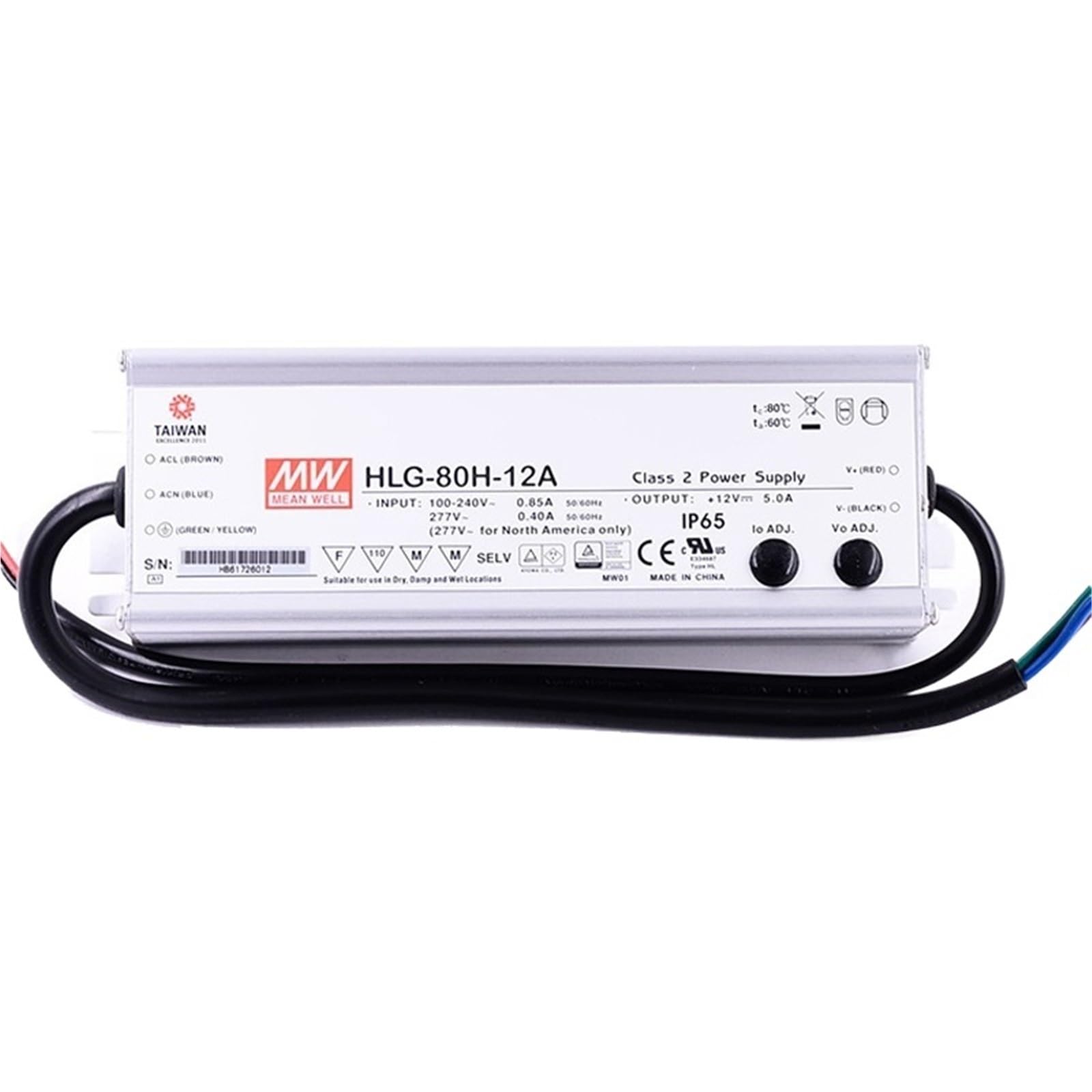 HLG-80H-12A , 60W Constant Voltage Constant Current LED Driver
