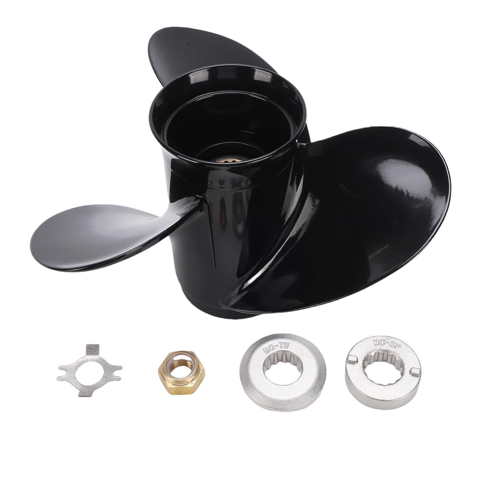 Fabater Fuoribordo in Metallo Passo 10,5x13 Compatibile OEM per Motori 25-60, Nera - Pesca e Sport Acquatici