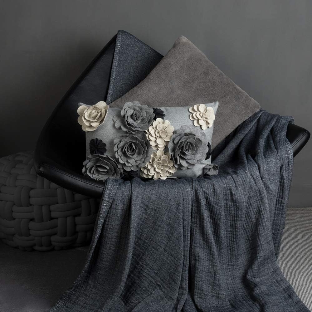 KINGROSE 3D Flower Throw Pillow Cover Decorative Pillow Case Elegant Cushion Cover for Home Decor Sofa Couch Bedroom 12 X 20 Inches Grey - Image 6