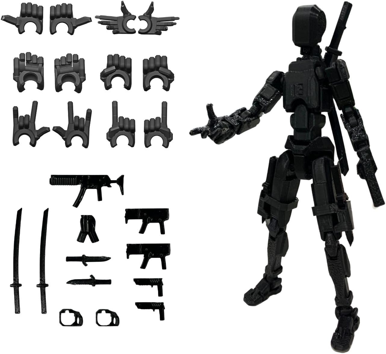 Nemoro Plastic Assembed 3D Printed 5.54'' Stick 13 Action Figure, Multi-Jointed Titan13, Articulated T13 Desktop Decoration,12 in 1 d13 Accessories Best Birthday Festival Gift
