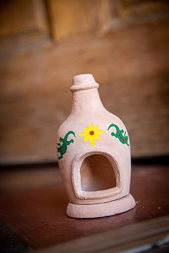 Miniatura 8 de Incienso de Santa Fe - Chimenea de esquina blanca estilo suroeste con Kokopelli pintado a mano en turquesa con detalles de cobre, quemador de