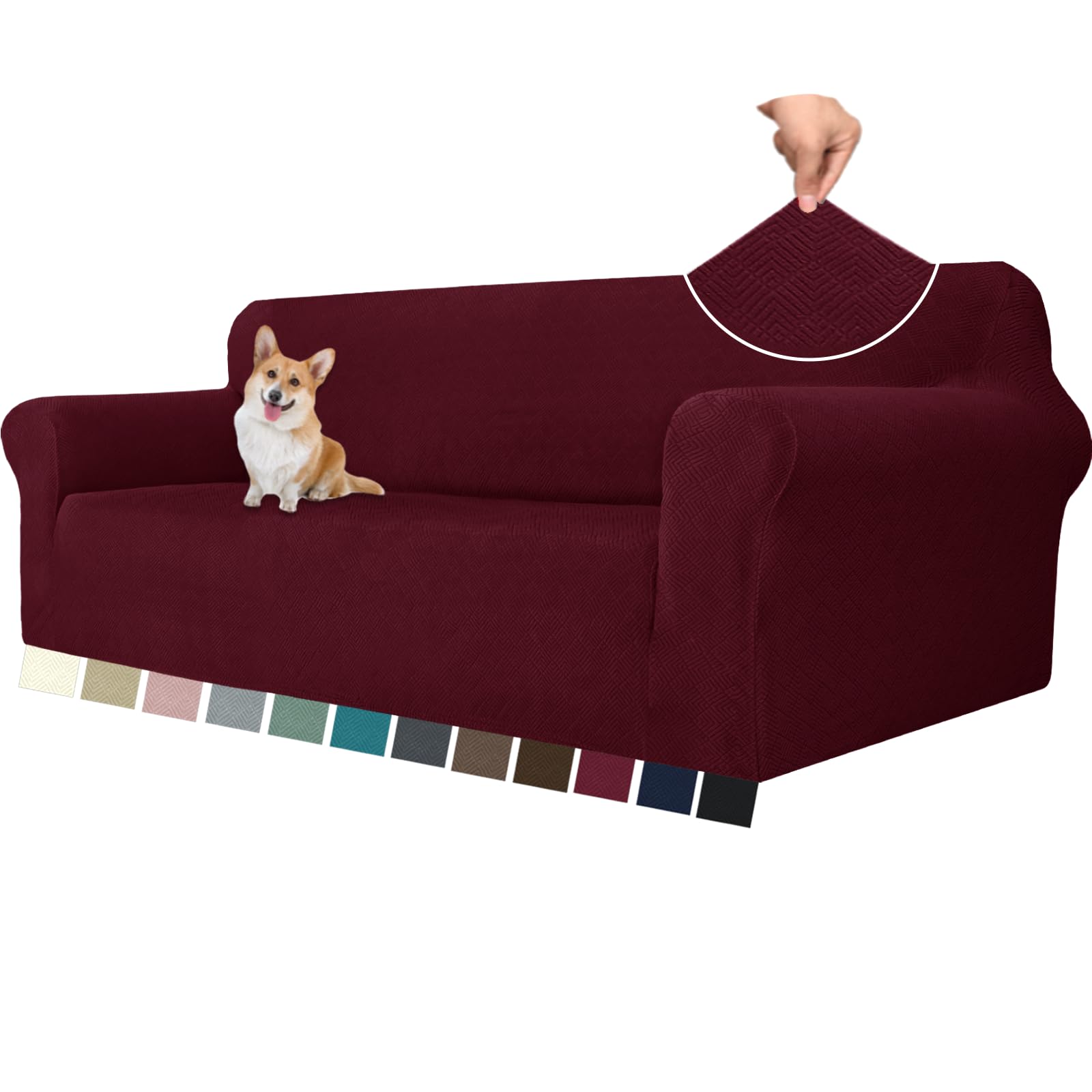 YSTELLAA Navidad Elasticas Funda Sofa 4 Plazas con Reposabrazos, Ajustables Fundas De Sofa Elastica,Jacquard, Universales, Antiarañazos, Gruesa, Antideslizante, para Sala, Rojo Global Recycled Standard Global Recycled Standard Global Recycled Standard